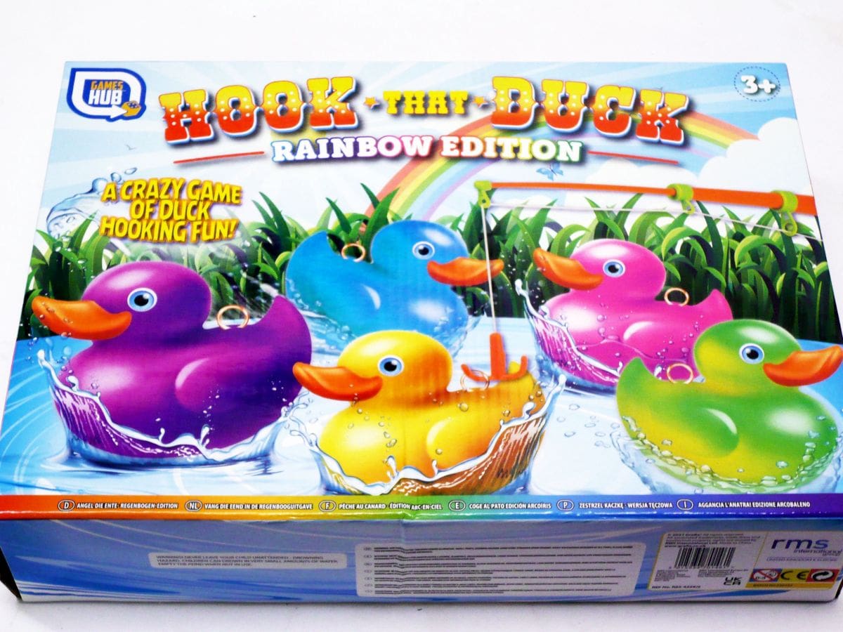 Hook a Duck Bath Game Fairground Style Toy Fishing Rod & 4 Rubber