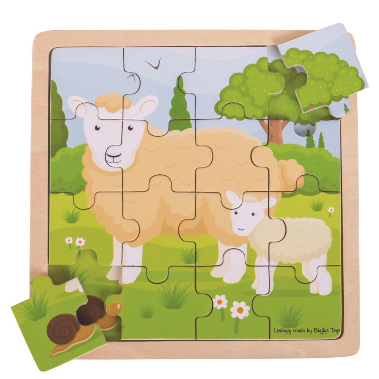 16 Large Piece Wooden Puzzle - Sheep & Lamb