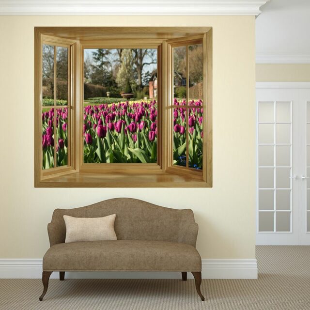 Through the Window Wall Mural - Tiptoe Through The Tulips