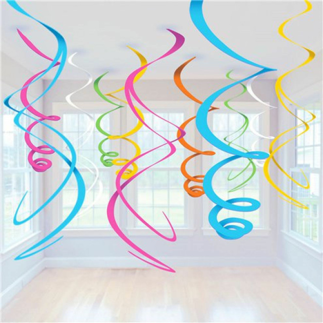 Rainbow Hanging Swirls Party Decoration