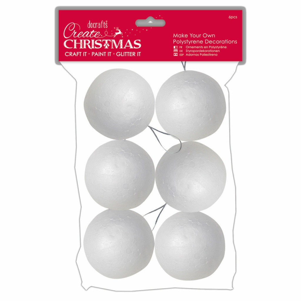 Make Your Own Polystyrene Baubles (pack of 6)